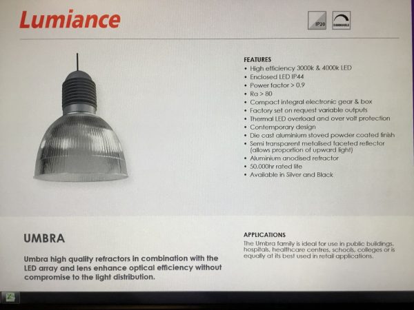 Photo of LUMIANCE UMBRA UNUSED 27WATT LED LIGHTS